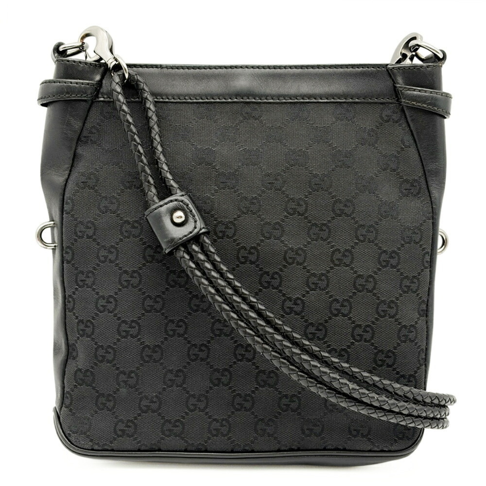 Gucci GUCCI Bag Shoulder GG Canvas 109106 Leather Black Strap